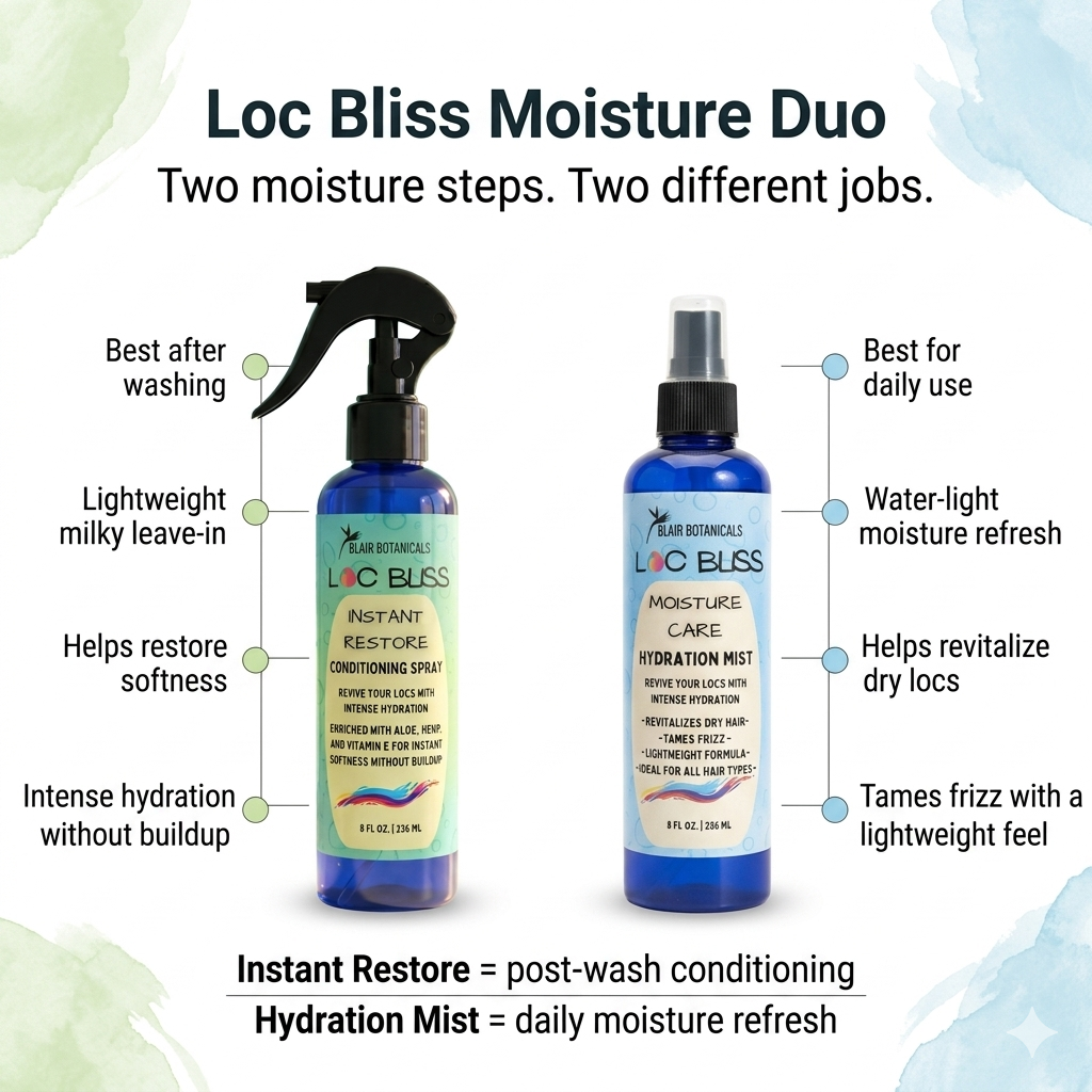 Loc Bliss Moisture Duo — Instant Restore Conditioning Spray + Daily Hydration Mist (8oz Each)
