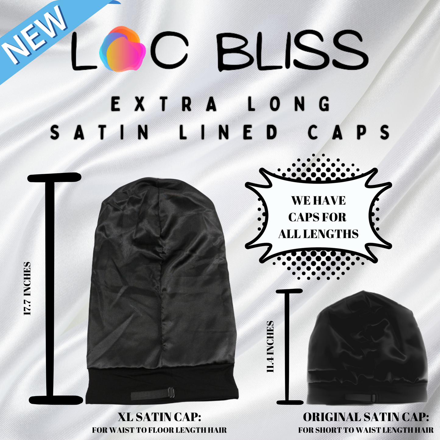 XL Satin Lined Cap (fits extra long hair, braids and locs)