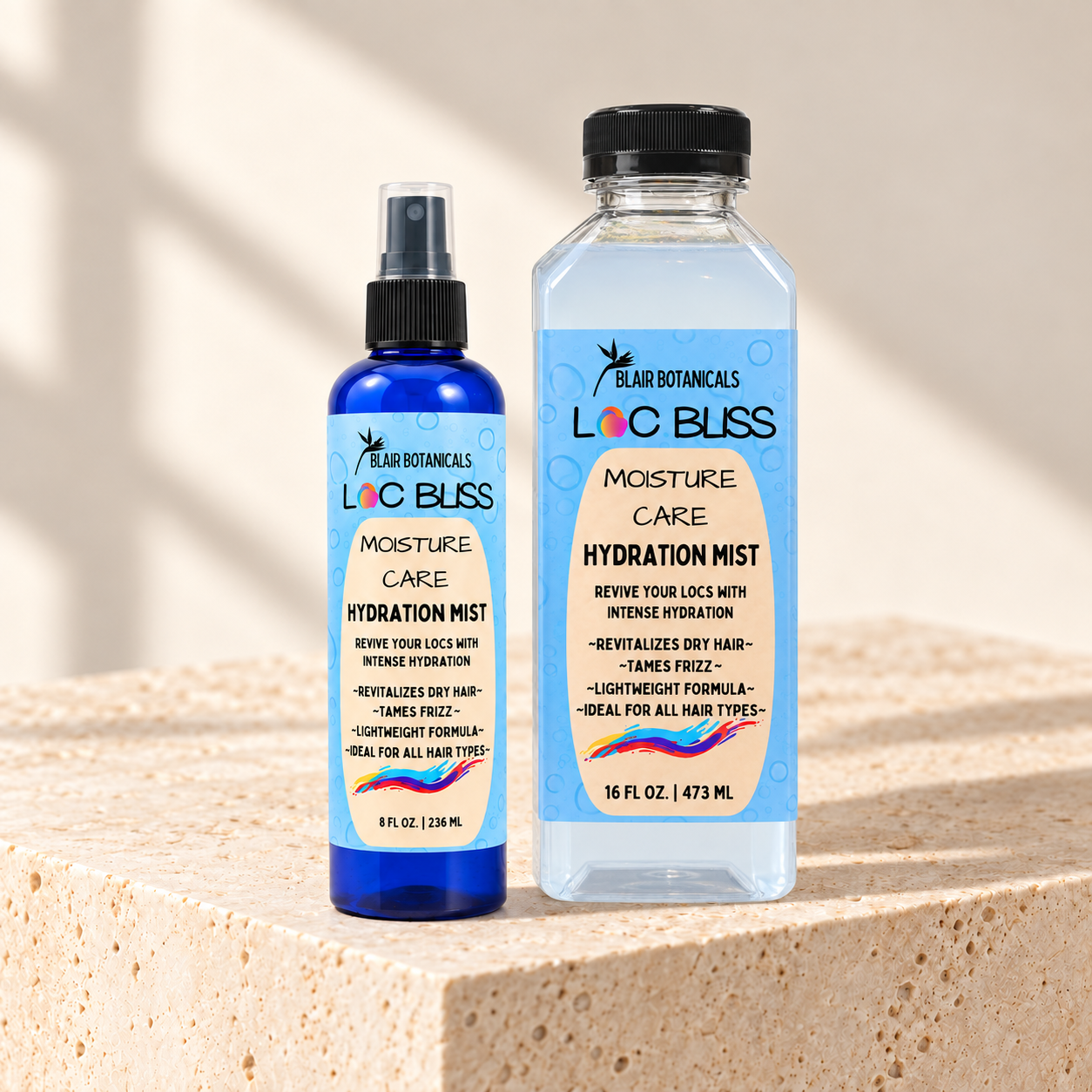 16 oz Hydration Mist refill beside the Loc Bliss moisture routine